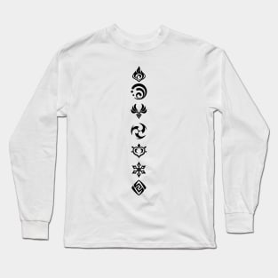 Genshin visions vertical black Long Sleeve T-Shirt